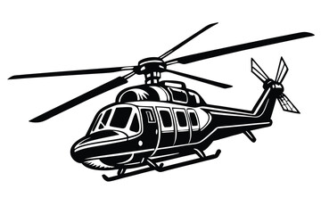 helicopter silhouette in black isolated on white background