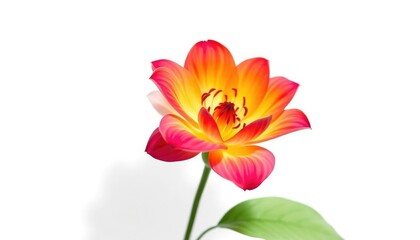 Fototapeta premium A single vibrant bloom, petals unfurled, against a pure white backdrop, detail, spring