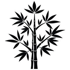 Minimalist Bamboo Tree Icon Silhouette for Nature Designs