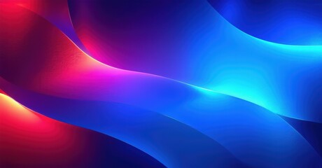 Luxurious neon inspired gradient background glowing sapphire blue transitioning deep ruby red soft grain texture geometric layering accents bright colorful design