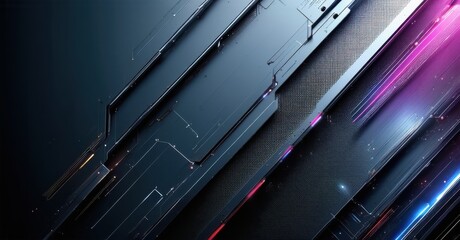 Obraz premium High tech futuristic gradient background metallic titanium blending dark carbon gray fine grainy noise texture abstract geometric depth soft glowing reflections bright