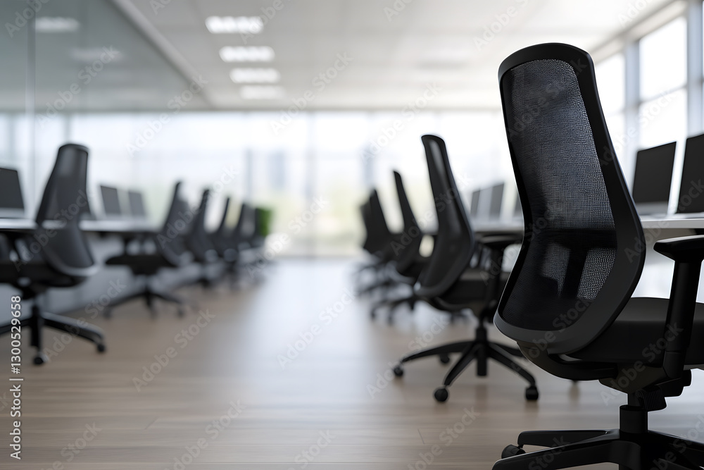 Poster office space with chairs and desks. empty workspace concept. modern and minimalist design. ready for
