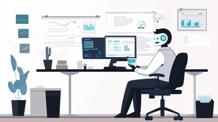 AI-driven tools assist a businessman in making informed decisions.