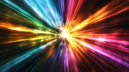 Obraz premium Vibrant Light Rays Burst Through Dark Background in Colorful Display