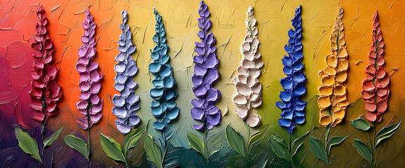 Fototapeta premium Colorful Flowers Painting On Canvas