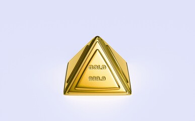 3d render triangle shape goldbar isolated on white