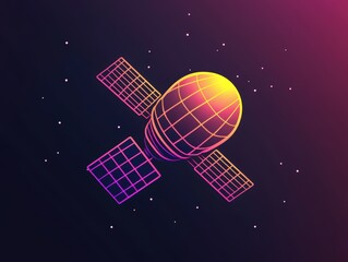 Futuristic Satellite Orbiting in Space with Colorful Lights