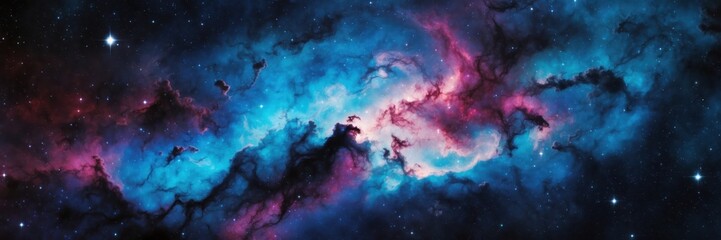 Obraz premium Cosmic Dreamscape. Blue and Purple Nebula of Stars in Galactic Space Adventure