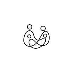 family people logo with outline linear design style
