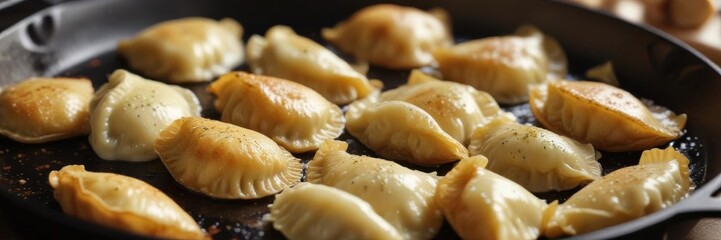 Boiled and pan-fried pierogi with melted butter,  dumpling, pierogi,  boiled