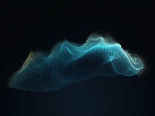 Abstract blue smoke on a dark background. Data visualization for science and technology use