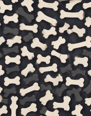 Canine-inspired pattern featuring dog bone vector illustration and paw doodle in various textures,  seamless repeat,  modern pet accessories,  texture pattern