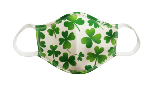 St patrick day face mask isolated on white background - Powered by Adobe