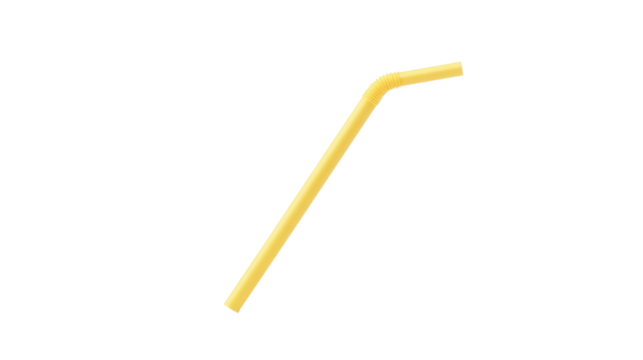 yellow drinking straw isolated on white background