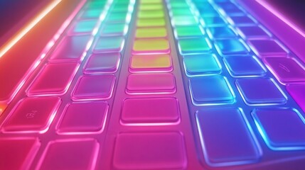 Obraz premium Colorful Keyboard for Online Learning and Exams