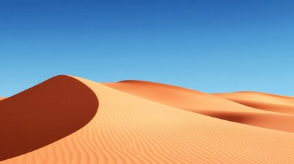 Serene Orange Sand Dunes Under a Clear Blue Sky