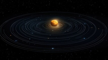 Obraz premium Planets orbiting a star in space. Possible use Educational, science, astronomy poster