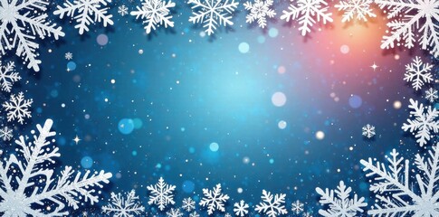 Intricate snowflake borders with geometric shapes and abstract patterns, snowflakes, frosty