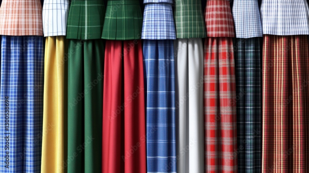 Poster detailed fabric textures and patterns in uniform style