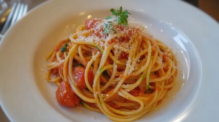 simple and clean zucchini noodle pasta with homemade tomato sauce.