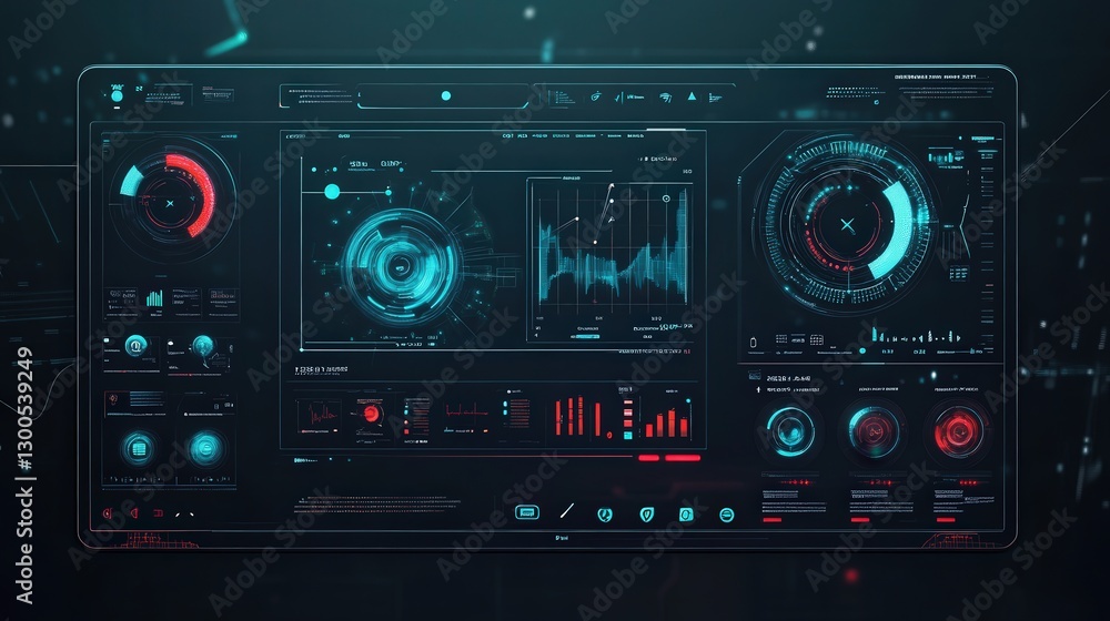 Fototapete futuristic survey panel with a dark aesthetic, glowing ui elements, and smooth user interactions