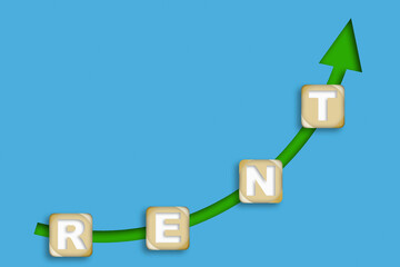 Obraz premium Rent word with up arrow for business concept