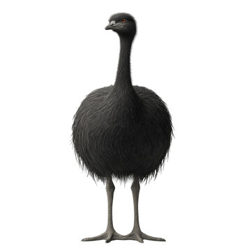 a front view of a giant moa bird on a white solid background 