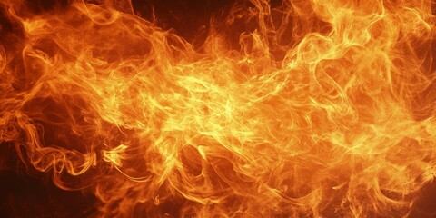 close-up of the flames, capturing their intense heat and dynamic movement in orange tones. The background is dark to highlight the fire's glow