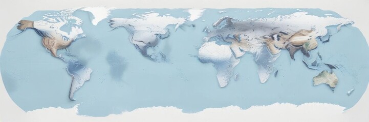 Vector map of the world with blue oceans and white continents, isolated on a white background ,  vector,  blue