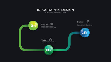 Business 3 option infographic presentation vector 3D colorful balls illustration. Infographic design vector and marketing icons can be used for workflow layout, diagram, annual report, web design.
