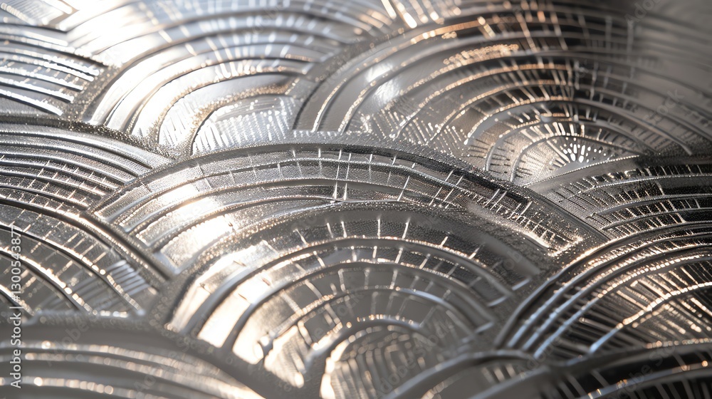 Aufkleber a close-up of a silver, textured surface with a pattern of curved lines.