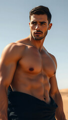 hot man in the desert