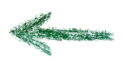 Green arrow drawing isolated on white background