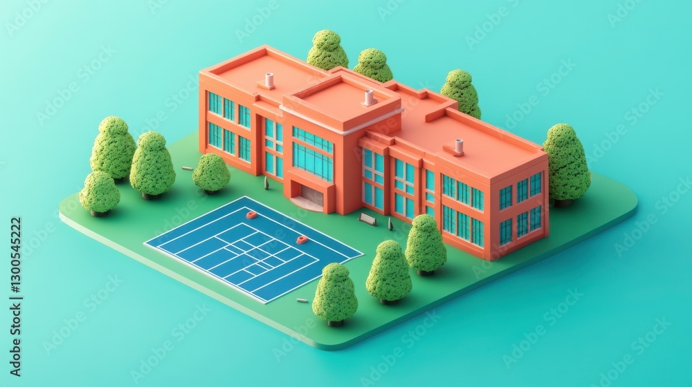 Poster minimalist building with soft lighting and simple design