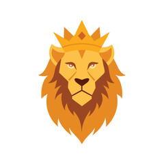 Regal lions head wearing a golden crown