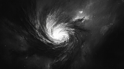 A mysterious galactic vortex, a spiraling formation of cosmic dust and light, appearing like a celestial whirlpool in the vastness of space