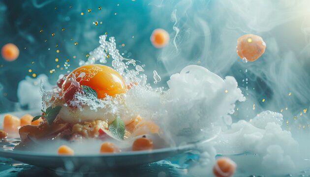 An enticing exploration of molecular cuisine, ideal for promotional use