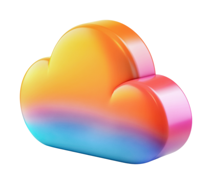 Colorful cloud shape design for digital storage and online services with a vibrant gradient, cut out