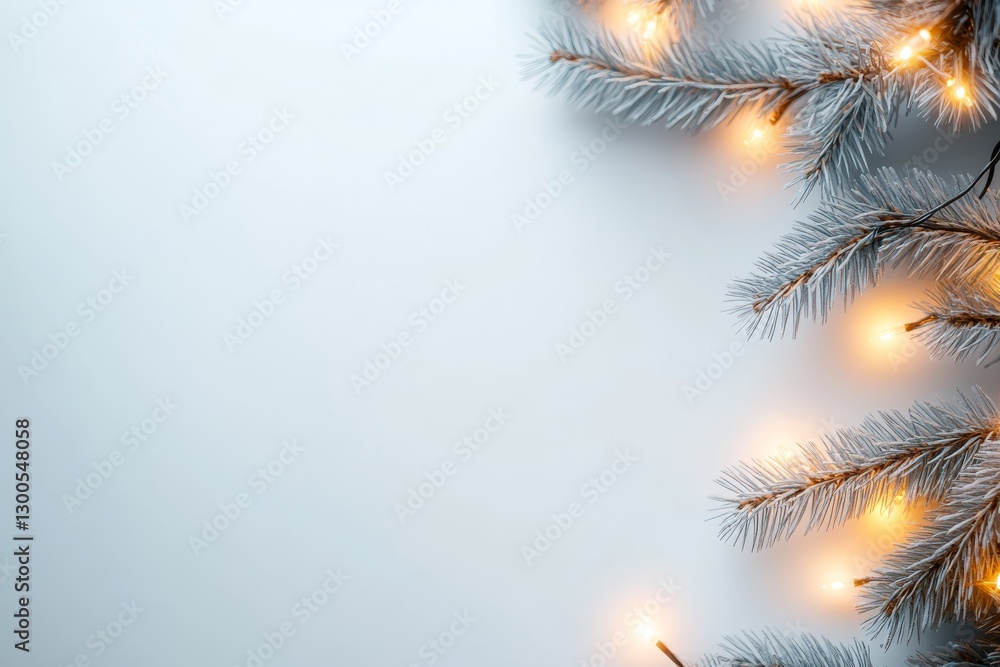 Poster delicate pastel colors create a calm christmas background with charming lights and pine branches, le