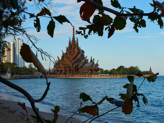 The Sanctuary of Truth wooden temple in Pattaya, Thailand