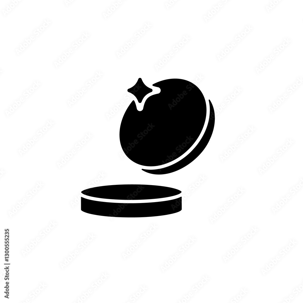 Poster a simple black icon showing a reflective magic ball with a star floating above a circular stand.