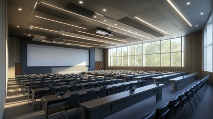 Fototapeta premium multi-functional conference center with modular walls, advanced audiovisual technology, and spaces adaptable to various events