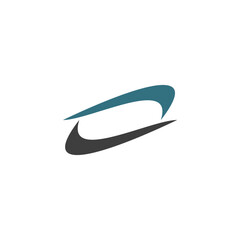 The image features a minimalist logo design with two curved, elongated shapes.