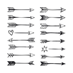 Trendy Hand Drawn Doodle Arrow Set