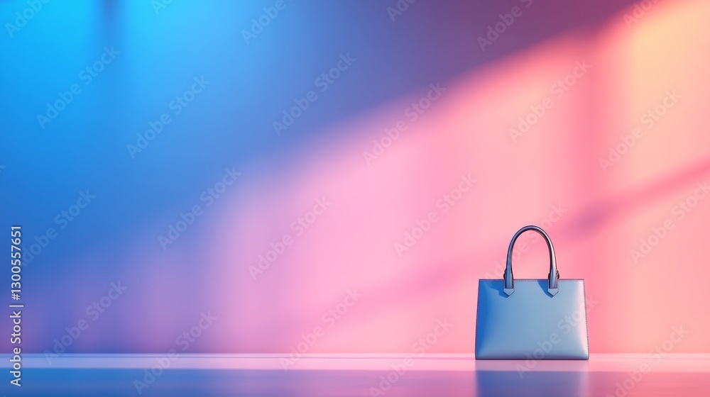Poster a vibrant fashion handbag rests on a pristine white surface, showcasing its stylish design and color
