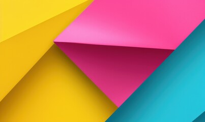 Abstract geometric shapes in yellow, pink, blue colors, perfect for modern background or backdrop