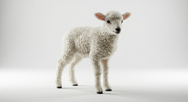 Adorable Fluffy Lamb Spring Farm Animal White Sheepling
