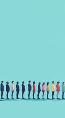 Naklejka premium Diverse Group of People Standing in Line with Colorful Background