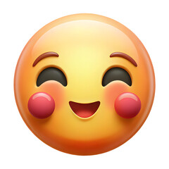 Fototapeta premium Adorable Emoji Style Happy Face with Blushing Cheeks Cute & Expressive Digital Art for Social Media, Stickers & Messaging.AI Generated.