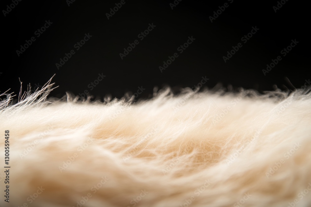 Poster fluffy texture of teddy dog's fur is illuminated softly against a dark surface, highlighting its coz
